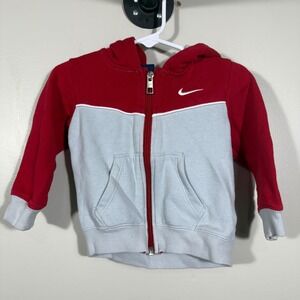 Nike Baby Toddler 18M Red Gray‎ Full Zip Retro Hoodie Jacket